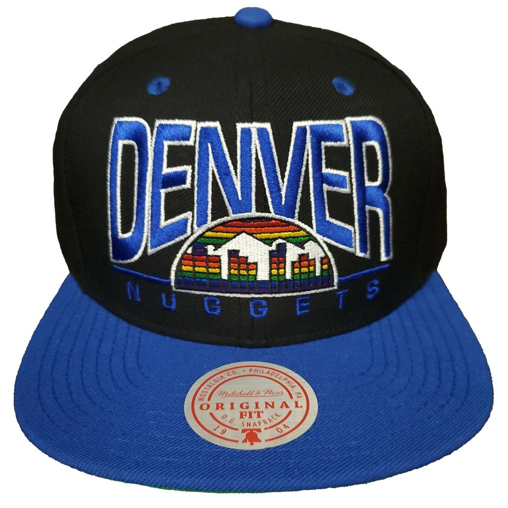 Denver Nuggets Mitchell & Ness‎ NBA Snapback Hat Cap Embroidery Black Blue NWT